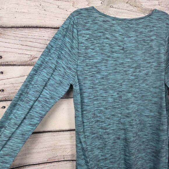 Vanity XL Teal Space Dye V Neck Long Sleeve Tunic - Picture 6 of 8